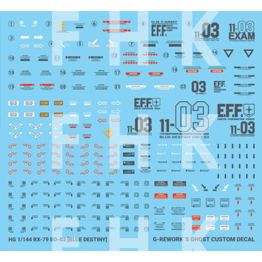 G-Rework CD-H209 Premium Decal for HG Rx-79 Bd-03 Blue Destiny